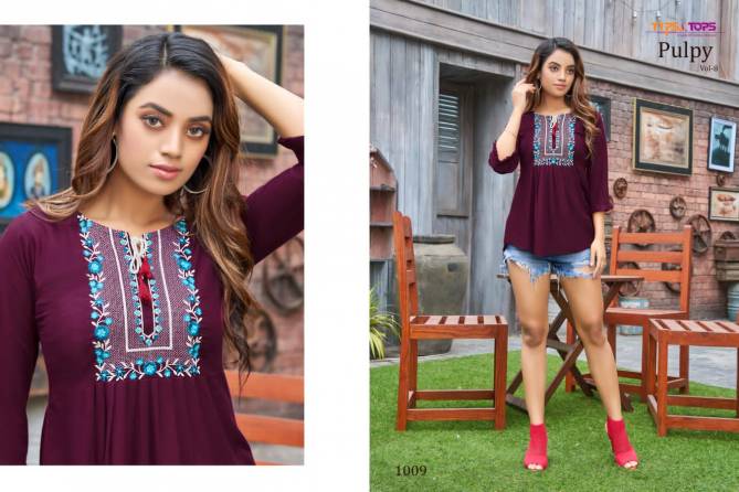 PULPY 08 Fancy Ethnic Wear Heavy Rayon Wholesale Top Collection
